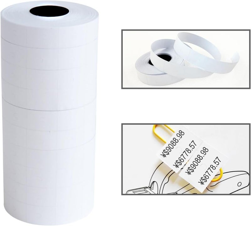 ICSTM Double Line Price Label Paper for MX-6600 Price Gun Labeller,Pricemarker Labels for MX-6602/G6600/YH-689/CN-6600EOS,10 Rolls 5000 pcs (White) - Image 1